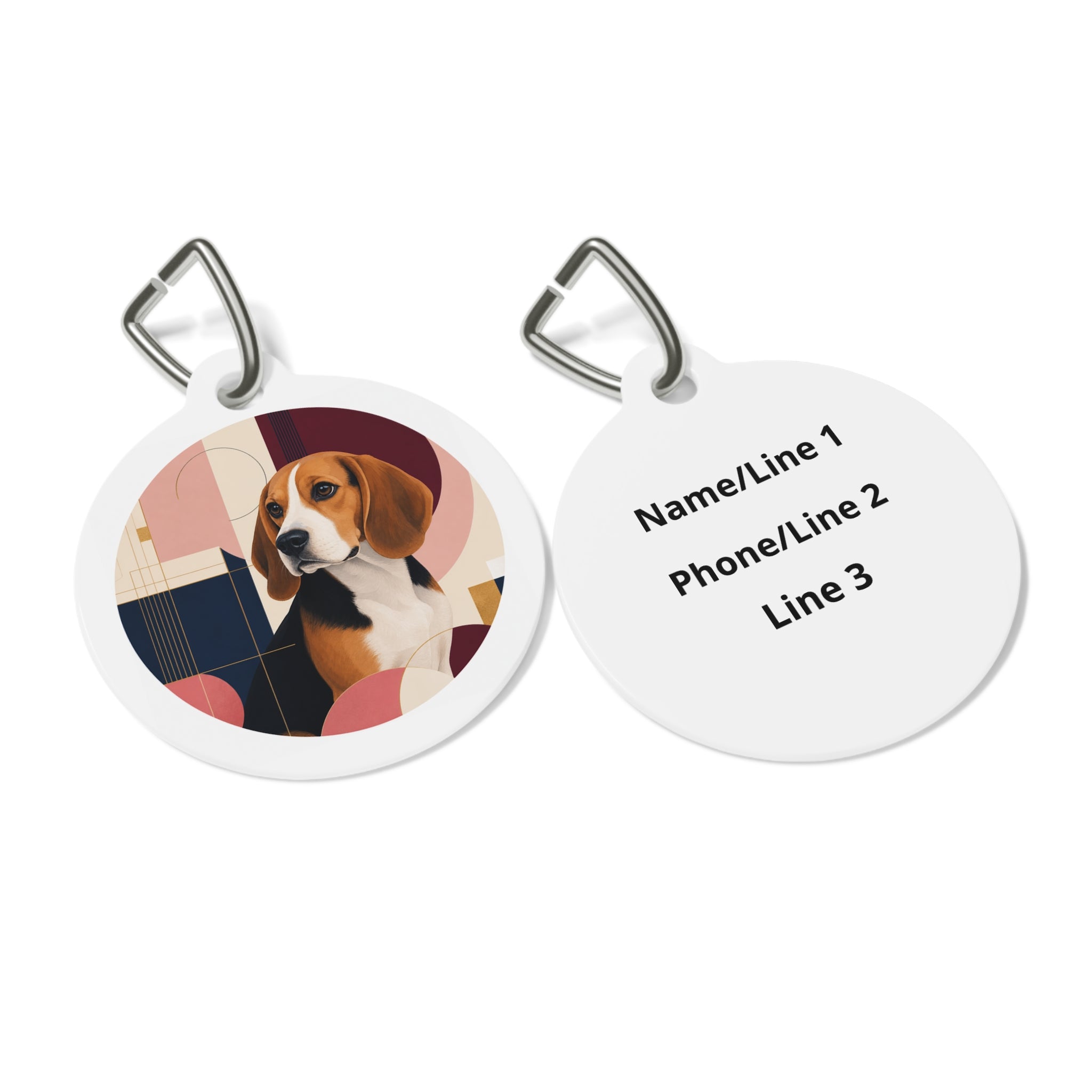 Beagle Modern Colorblock Personalized Dog ID Tag