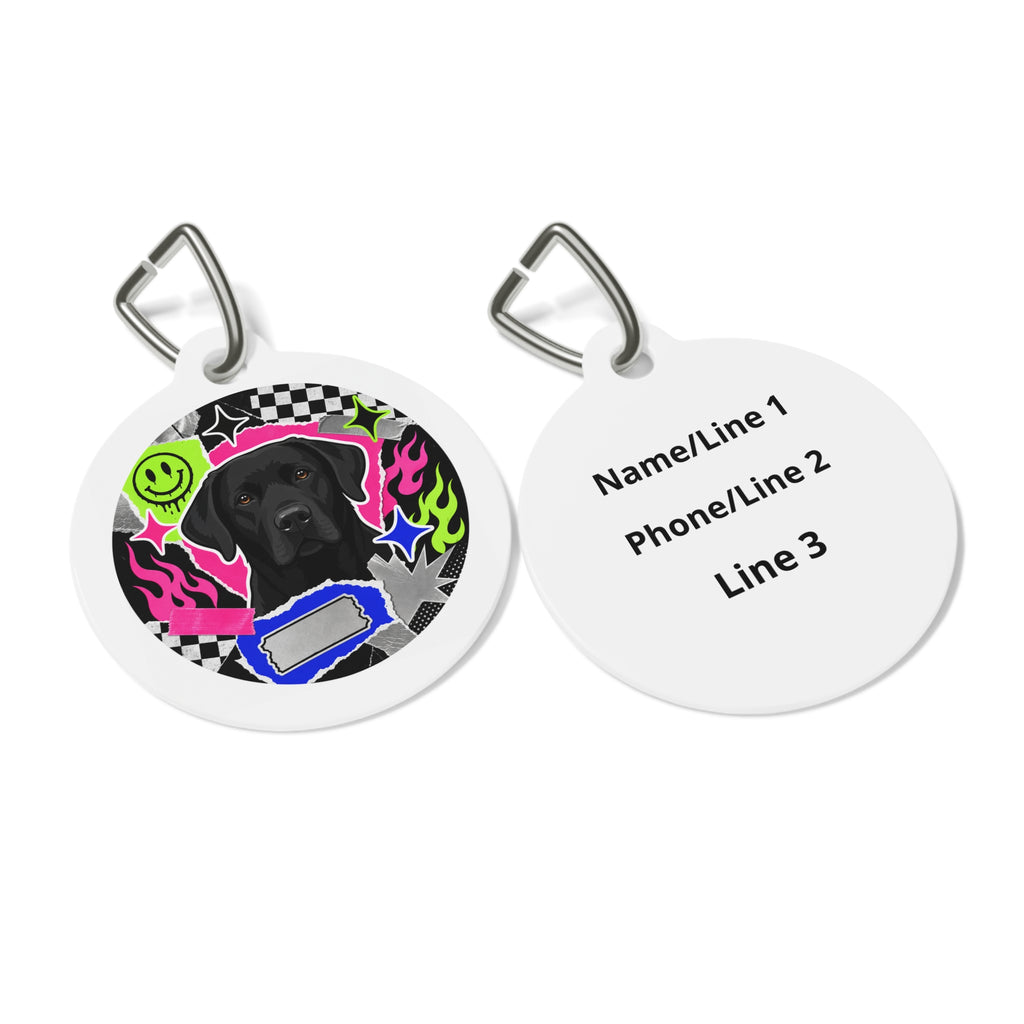 Labrador Retriever Neon Graffiti Black Personalized Dog ID Tag