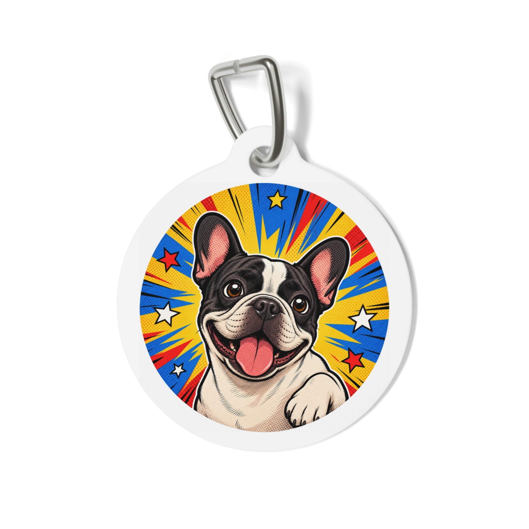French Bulldog Cheerful Pop Art Personalized Dog ID Tag