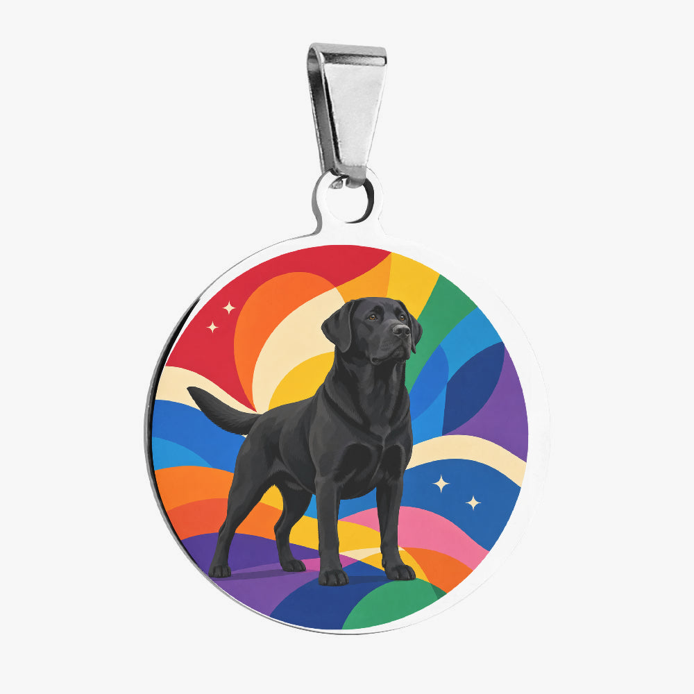 Labrador Retriever Rainbow Pride Hills Personalized Dog ID Tag