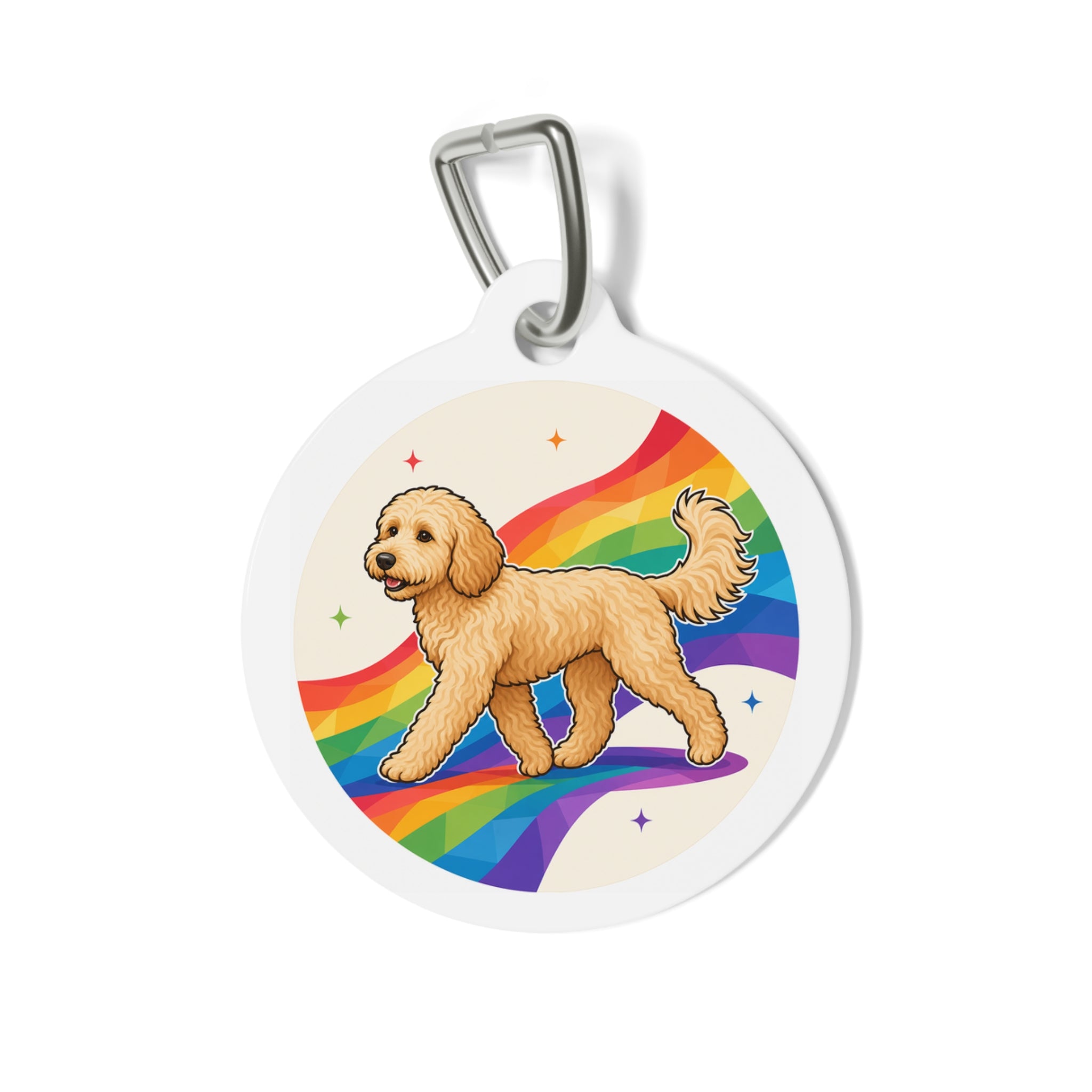 Goldendoodle Rainbow Pride Personalized Dog ID Tag