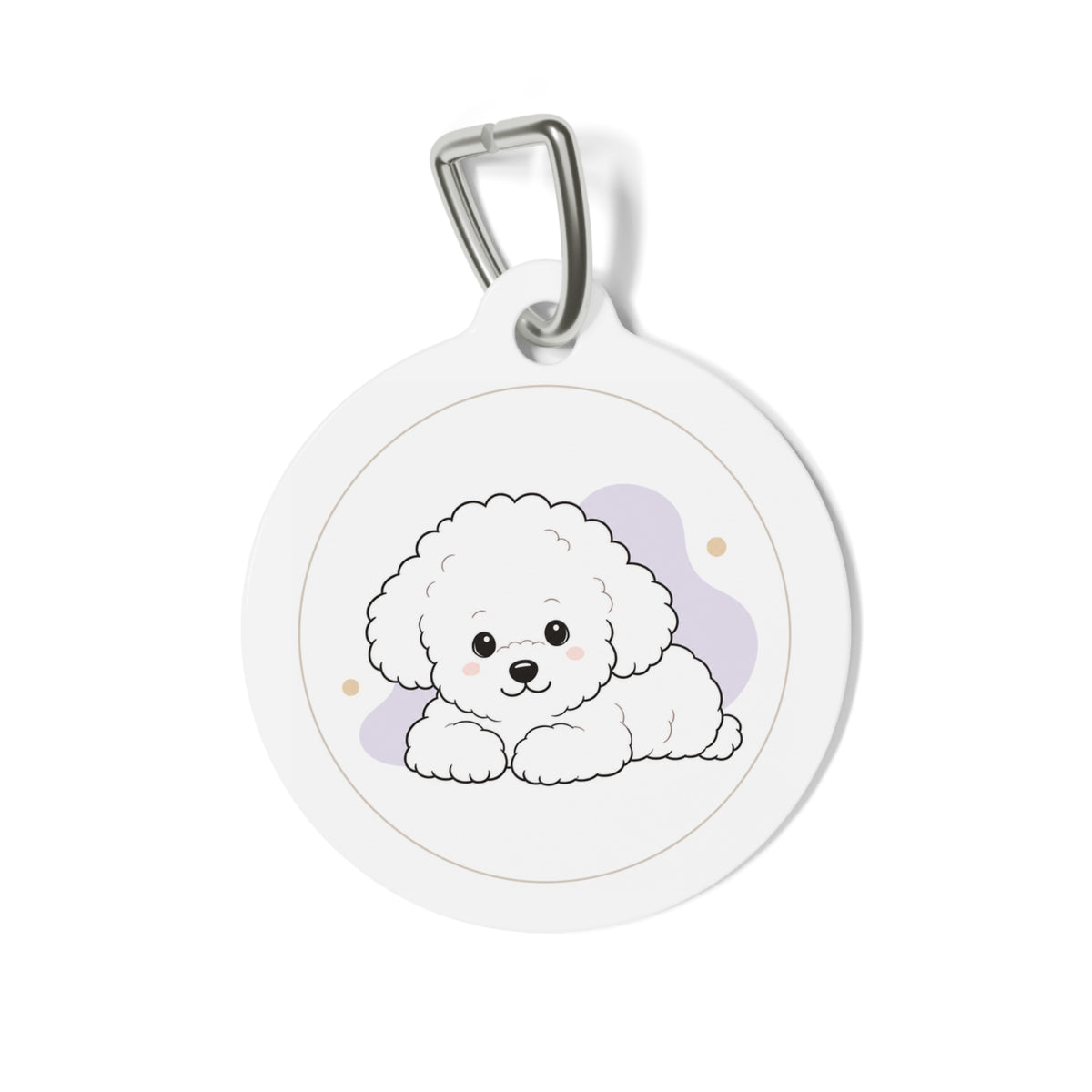 Bichon Frise Joyful Playful Portrait Personalized Dog ID Tag