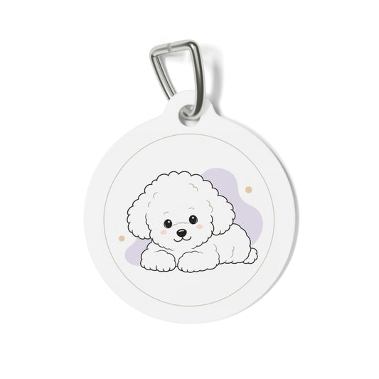Bichon Frise Joyful Playful Portrait Personalized Dog ID Tag