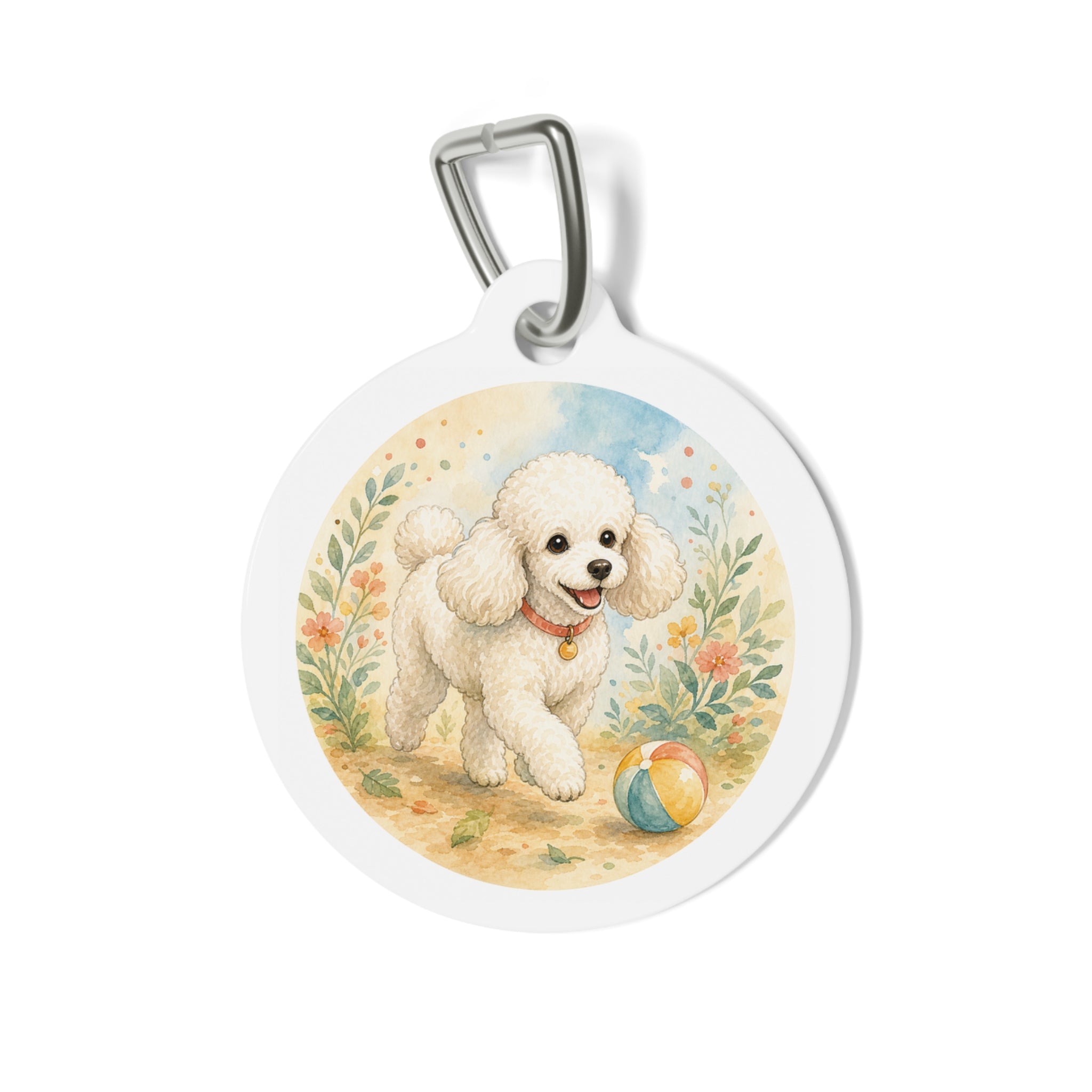 Poodle Garden Play Personalized Dog ID Tag