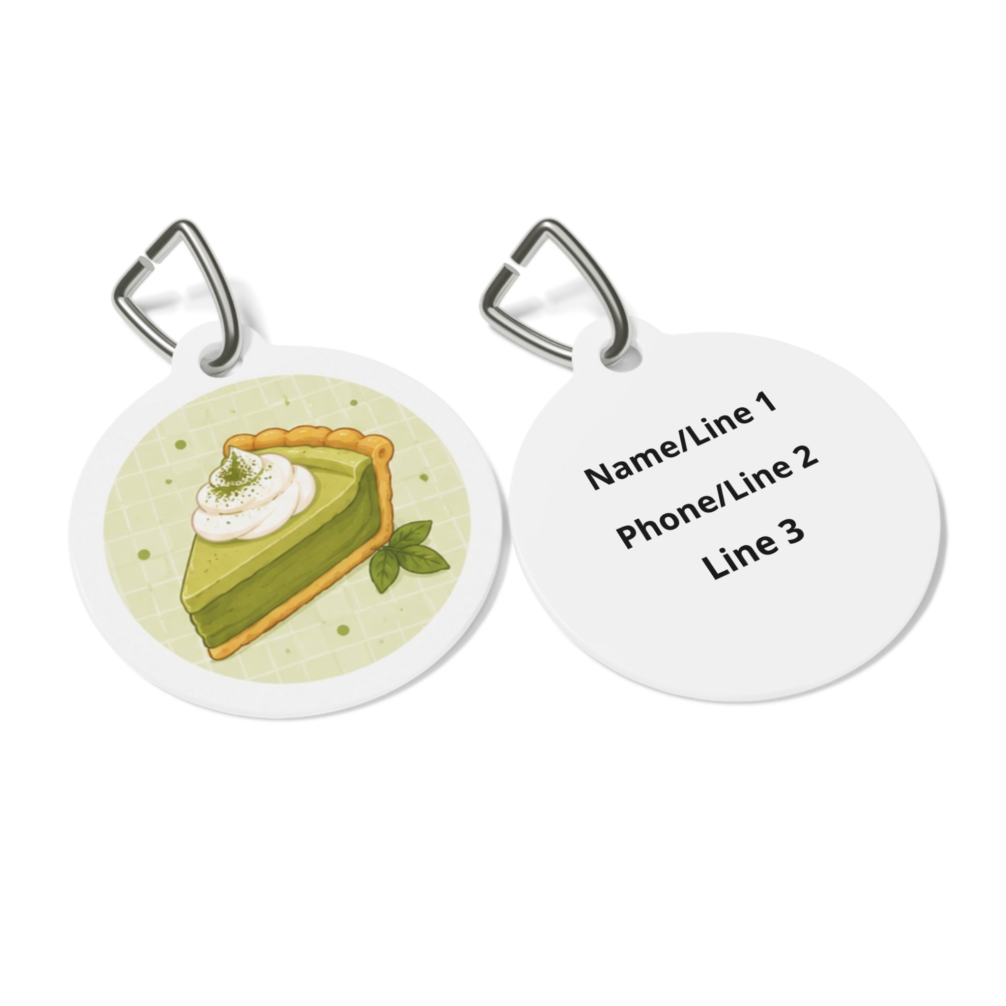 Matcha Cream Pie Whimsical Foodie Art Personalized Dog ID Tag