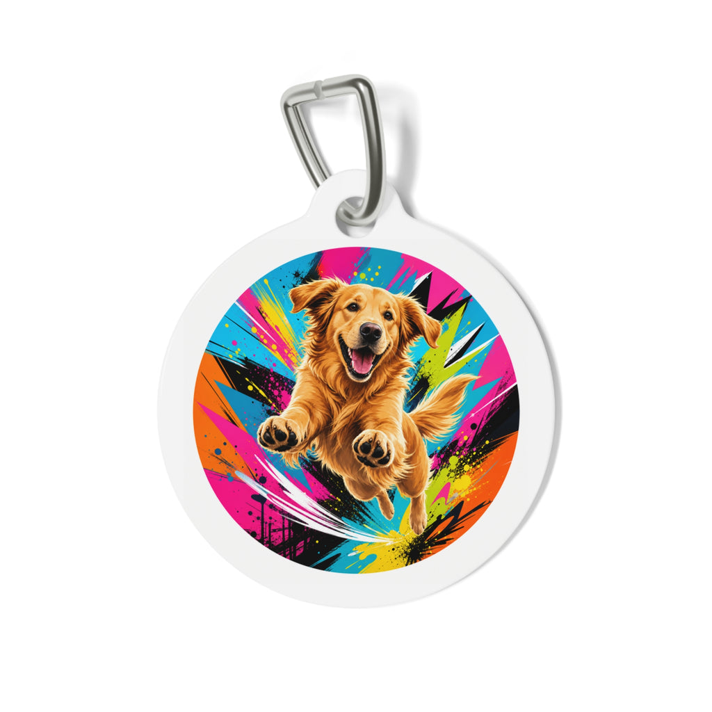 金毛寻回犬霓虹跃动个性化狗牌