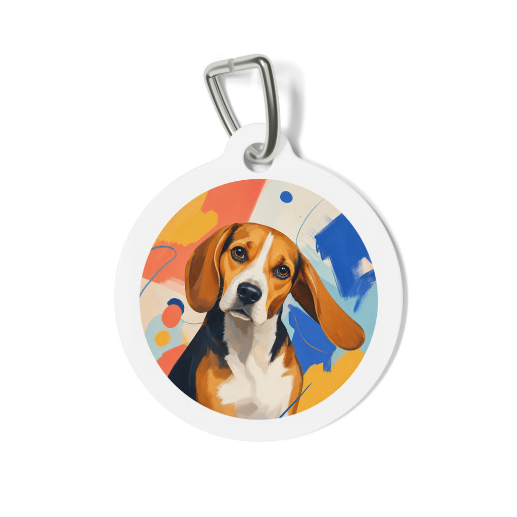 Beagle Painterly Abstract Personalized Dog ID Tag