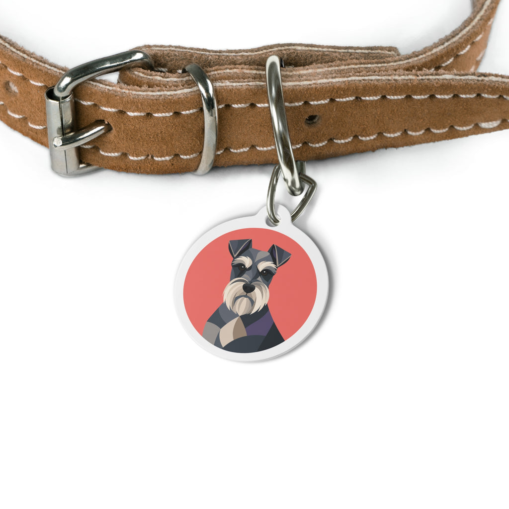 Miniature Schnauzer Joyful Playful Portrait Personalized Dog ID Tag