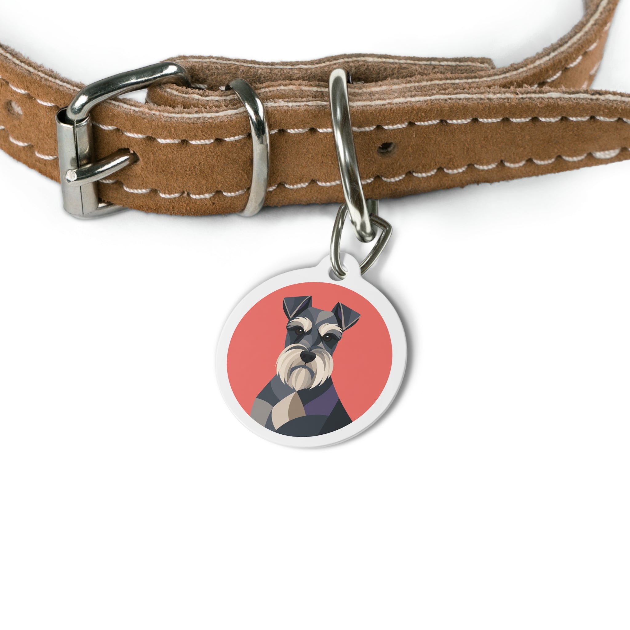 Miniature Schnauzer Joyful Playful Portrait Personalized Dog ID Tag