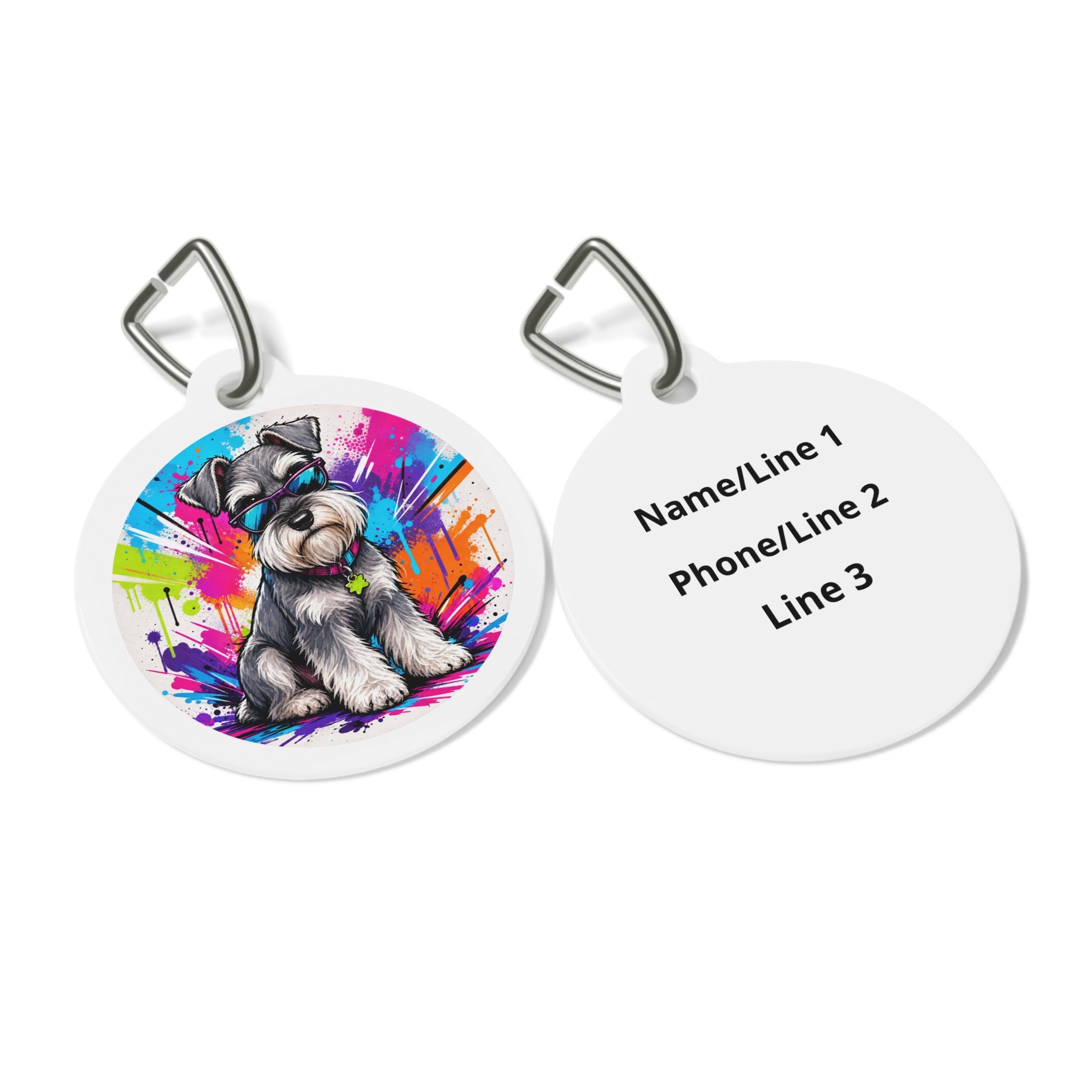 Miniature Schnauzer Vibrant Paint Splash Personalized Dog ID Tag
