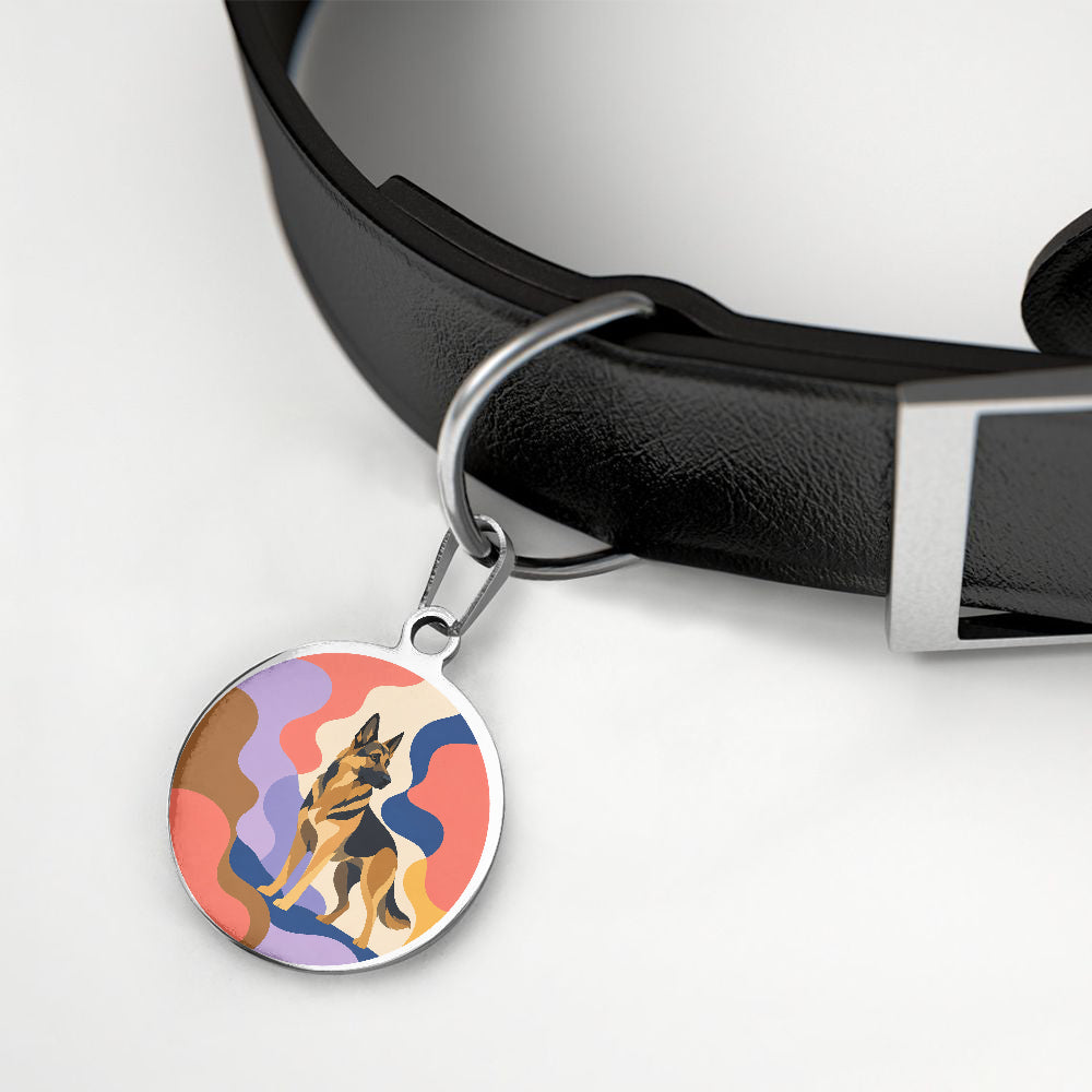 German Shepherd Retro Abstract Shapes personalized dog ID tag product detail