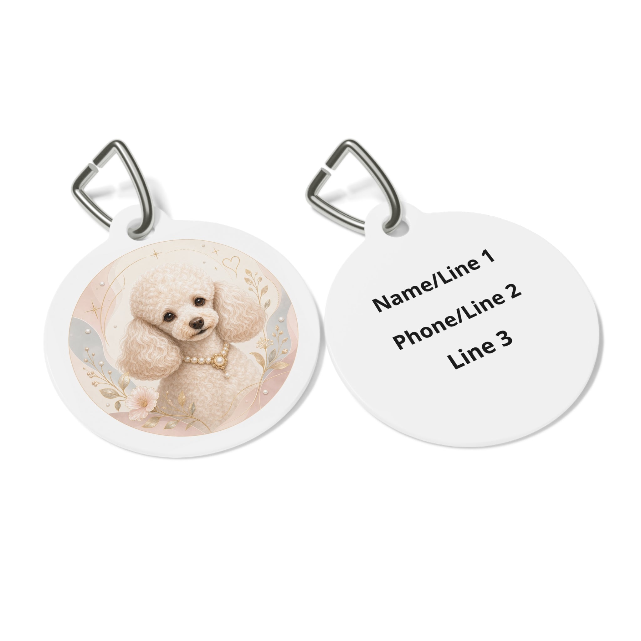 Poodle Pearl Elegance Personalized Dog ID Tag