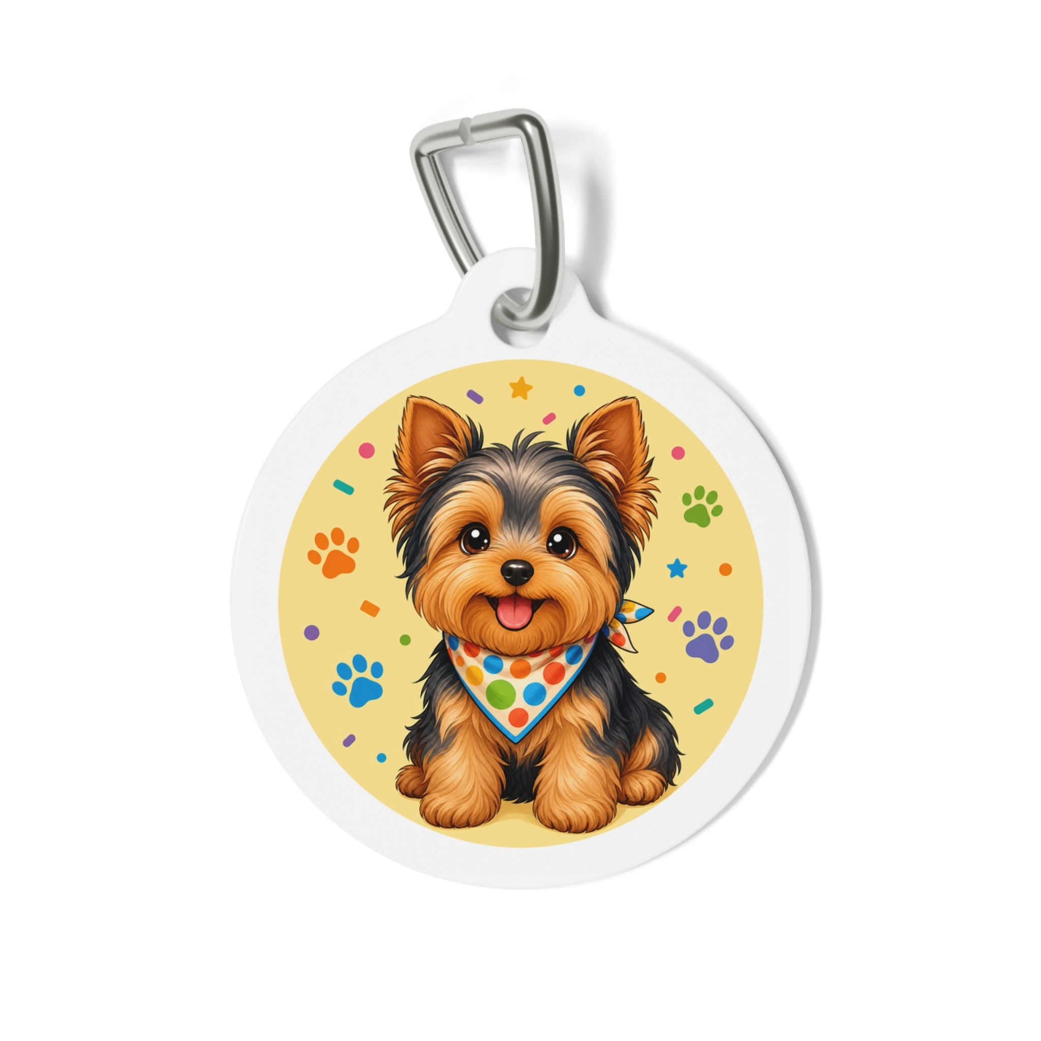 Yorkshire Terrier Bandana Paw Confetti Personalized Dog ID Tag