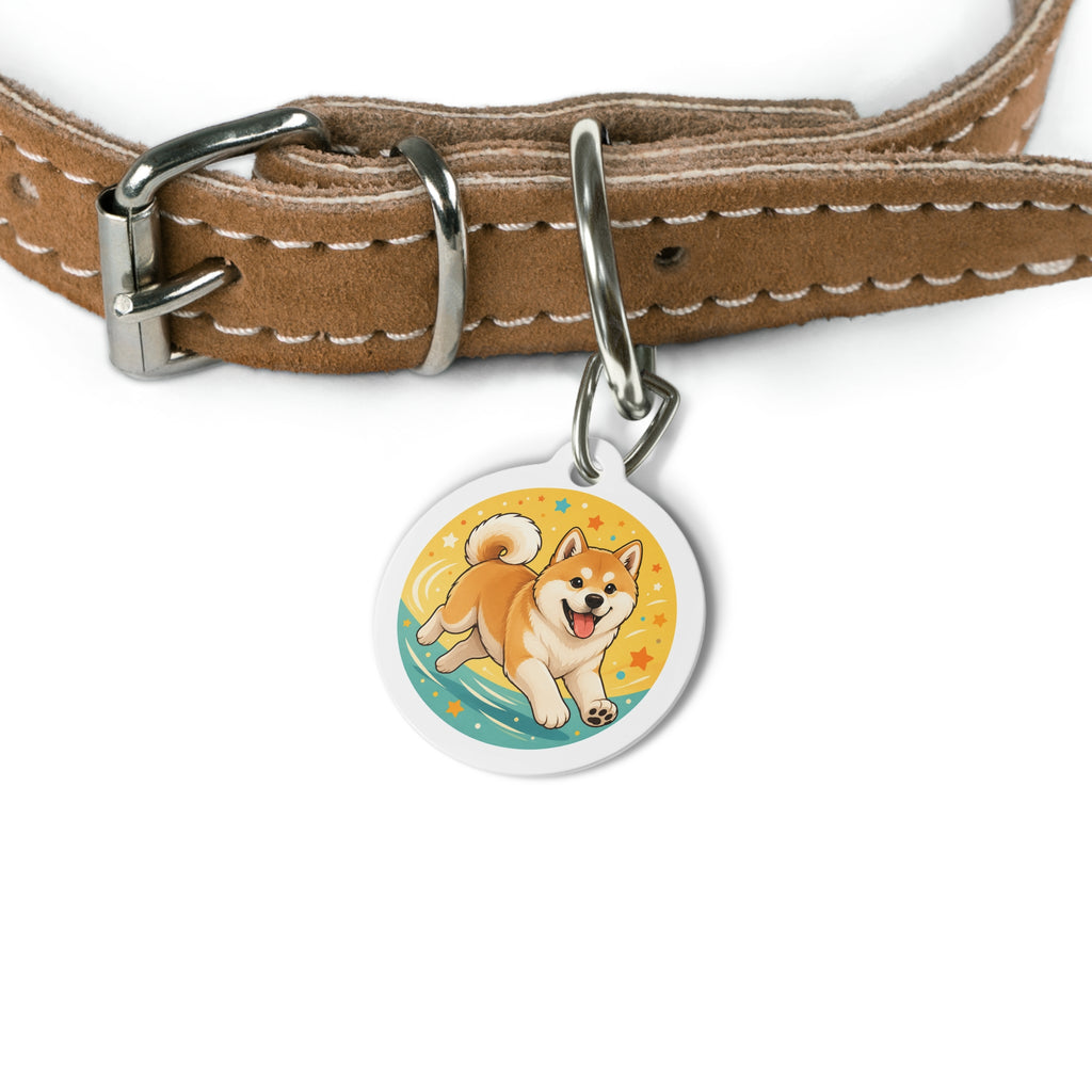 Akita Playful Wave Personalized Dog ID Tag