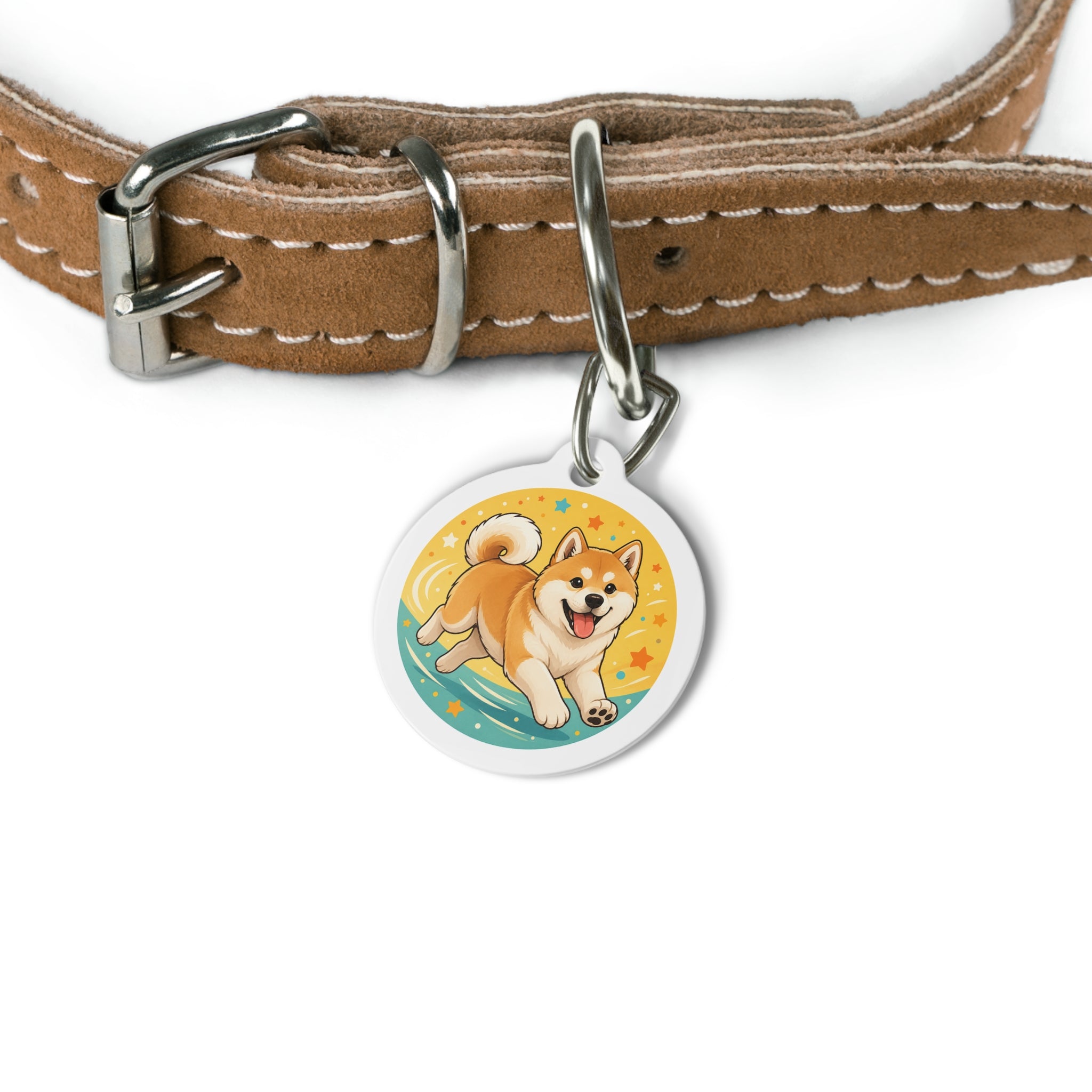 Akita Playful Wave Personalized Dog ID Tag