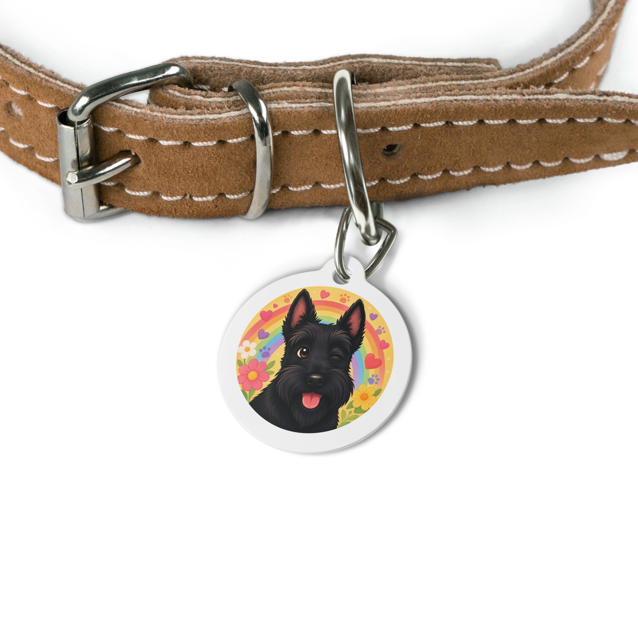 Scottish Terrier Floral Pop Personalized Dog ID Tag