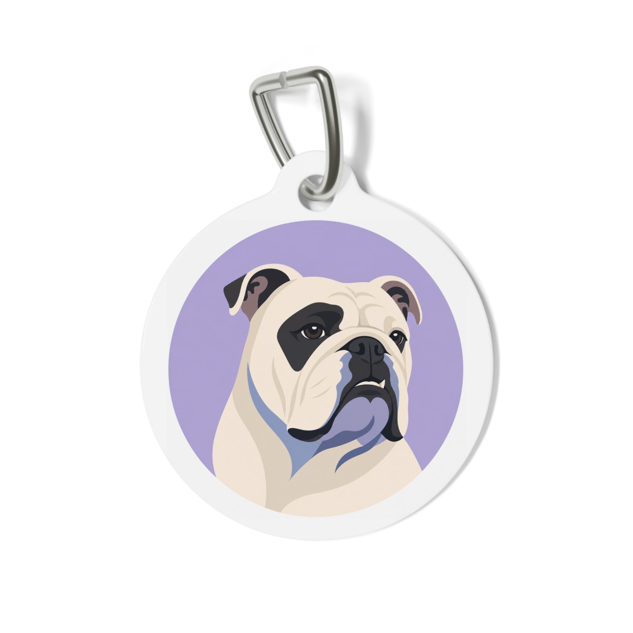 Bulldog Lavender Minimal Personalized Dog ID Tag