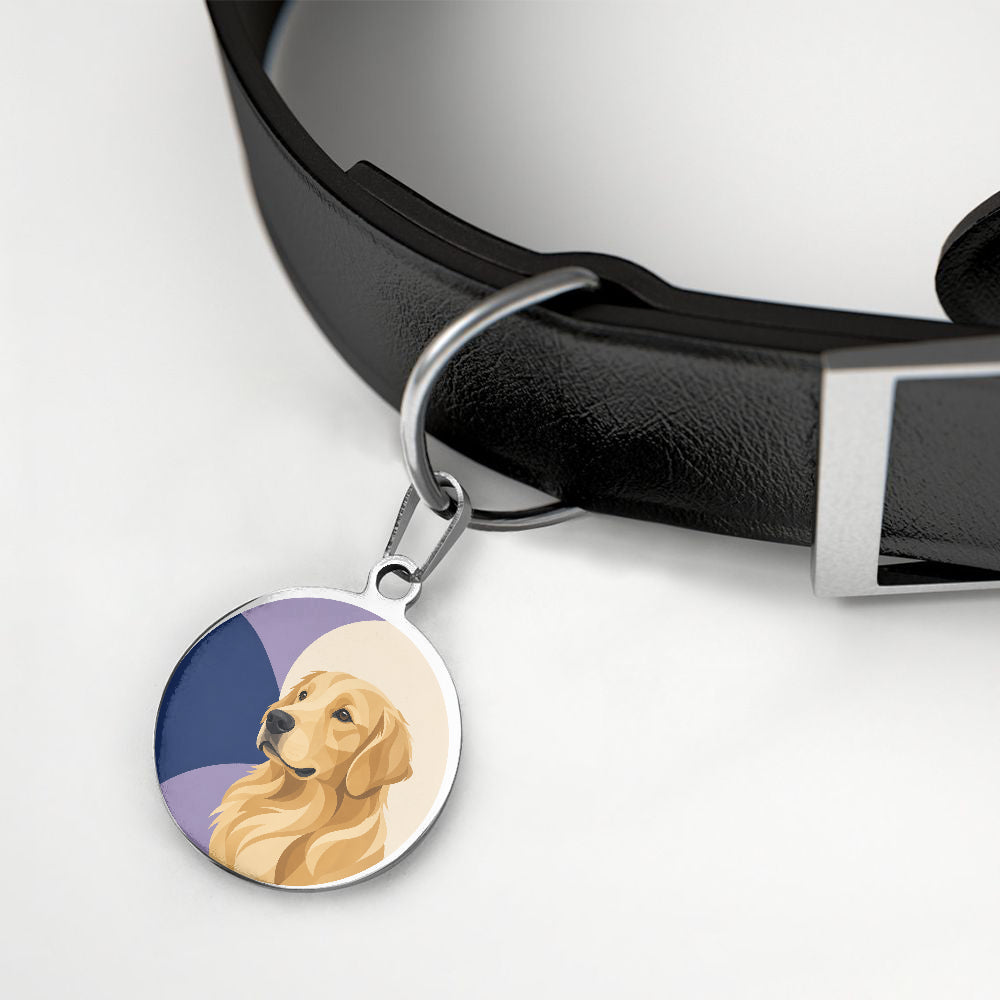 Golden Retriever Minimal Navy Profile personalized dog ID tag product detail