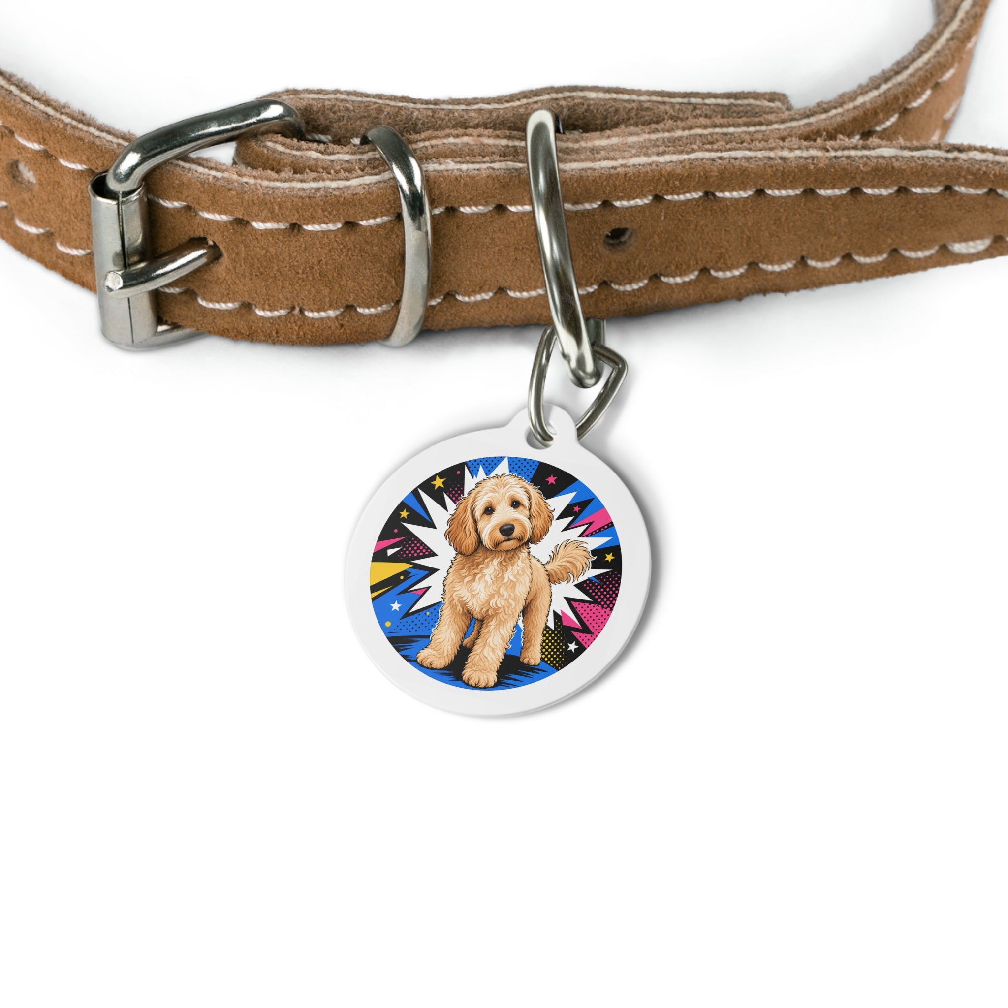 Goldendoodle Bright Playful Doodle Personalized Dog ID Tag