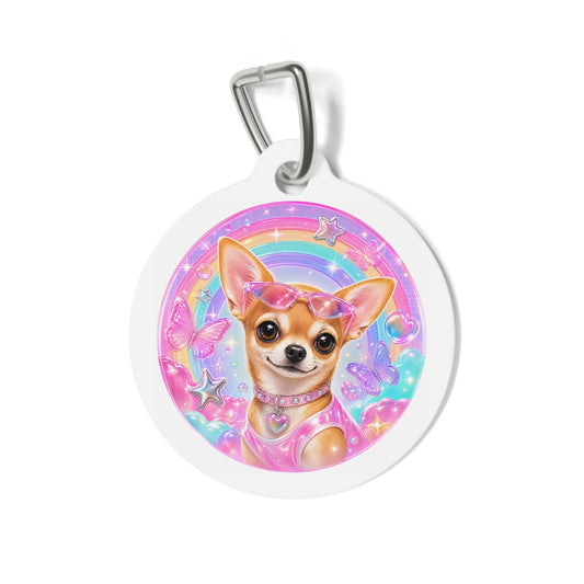 Chihuahua Rainbow Glam Personalized Dog ID Tag