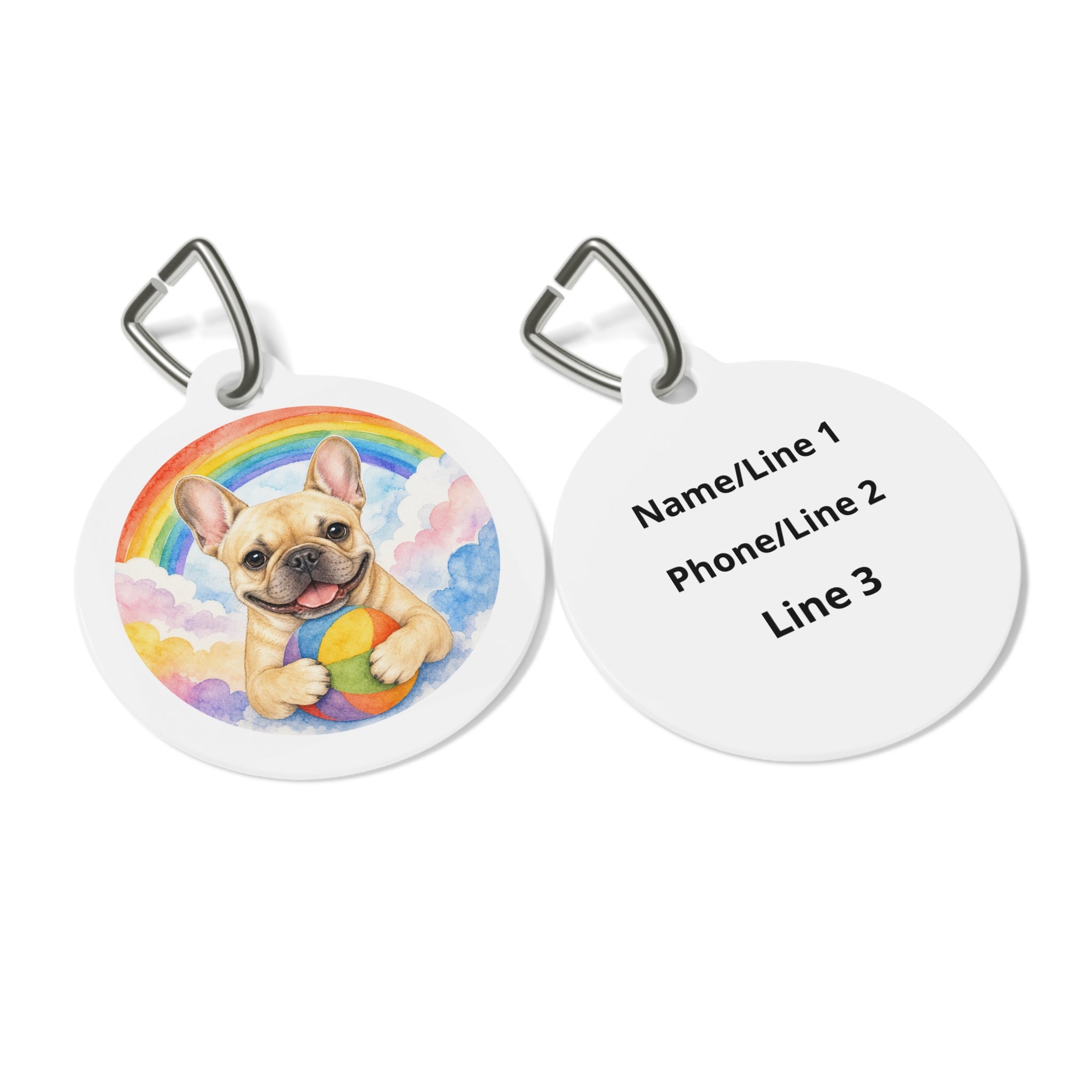 French Bulldog Whimsical Rainbow Personalized Dog ID Tag
