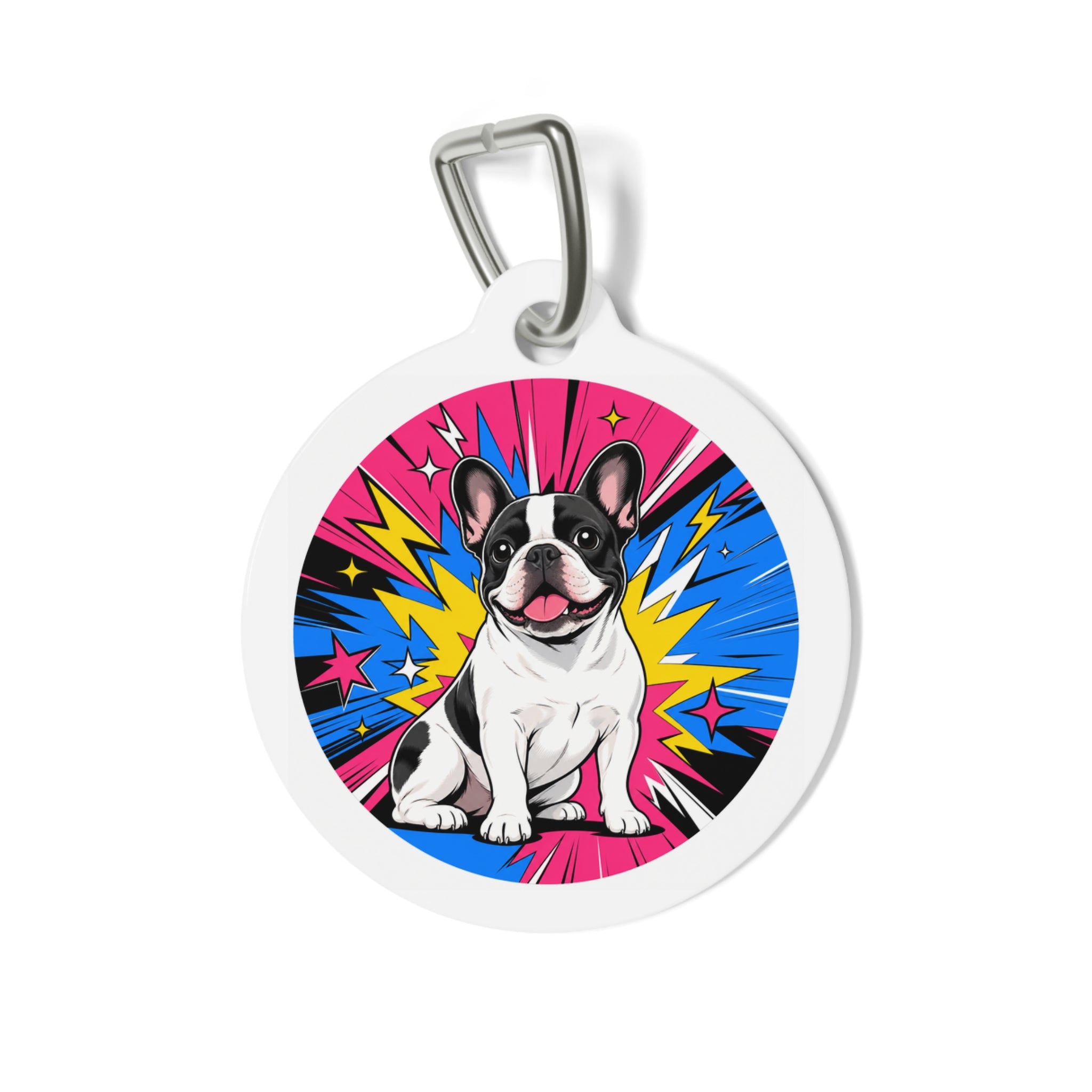French Bulldog Whimsical Pop Art Personalized Dog ID Tag