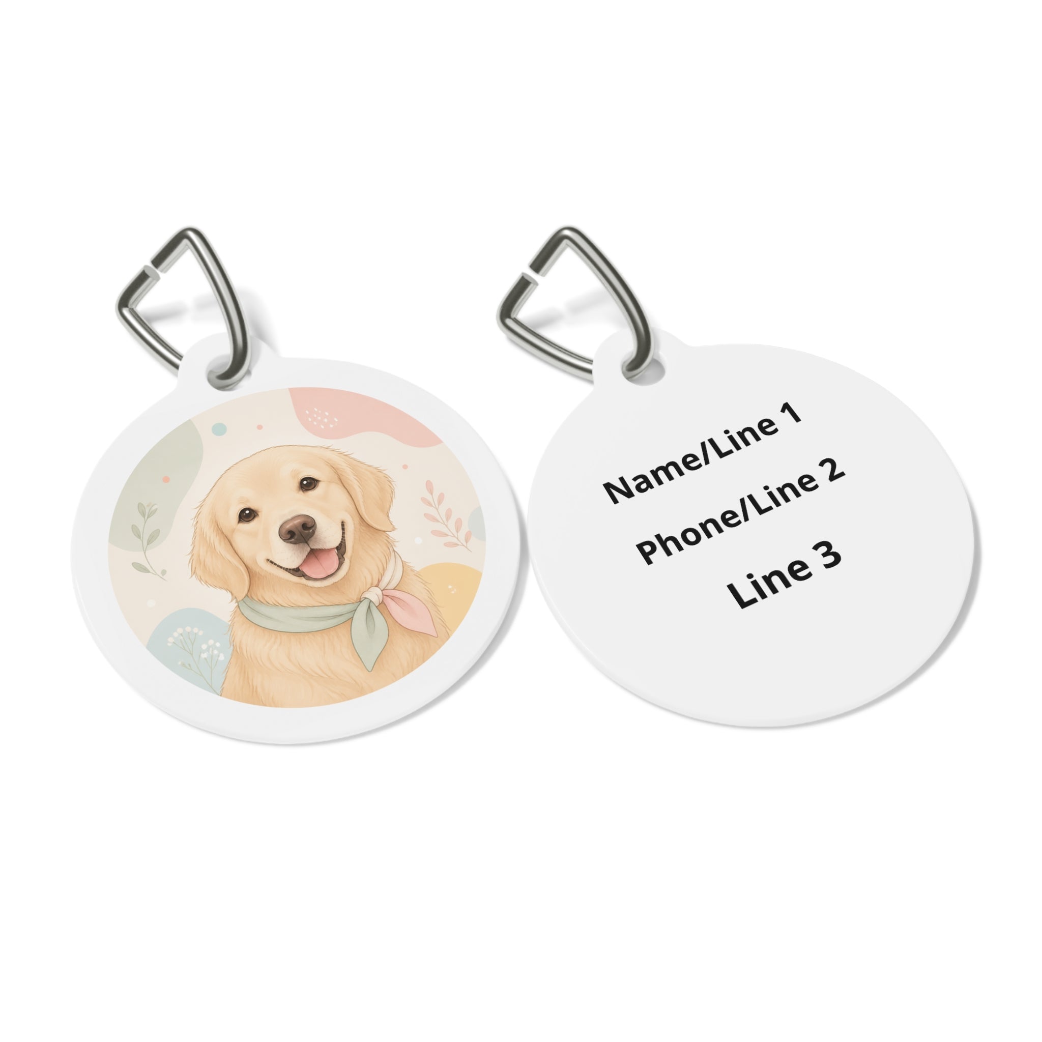 Golden Retriever Pastel Scarf Personalized Dog ID Tag