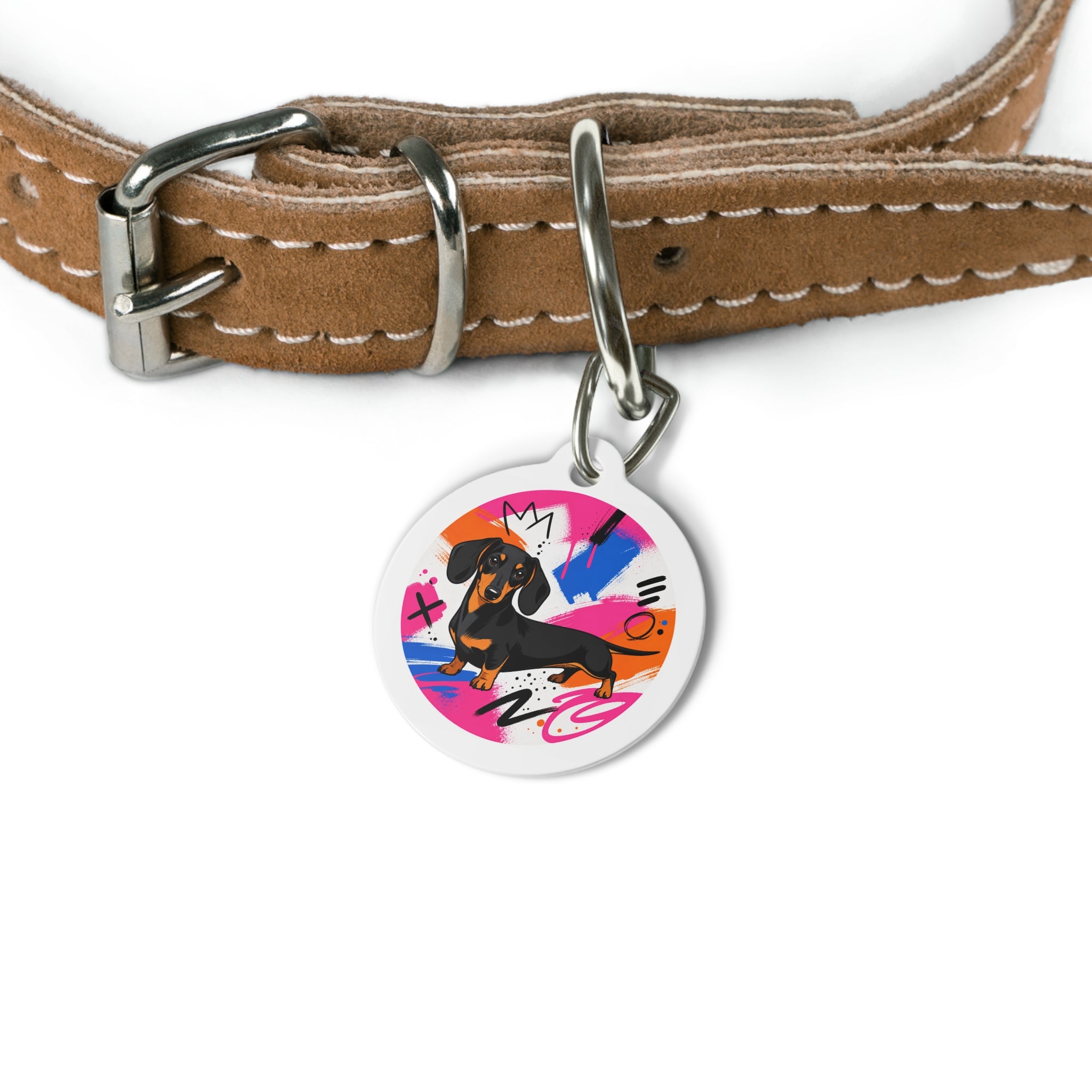 Dachshund Joyful Pop Art Personalized Dog ID Tag