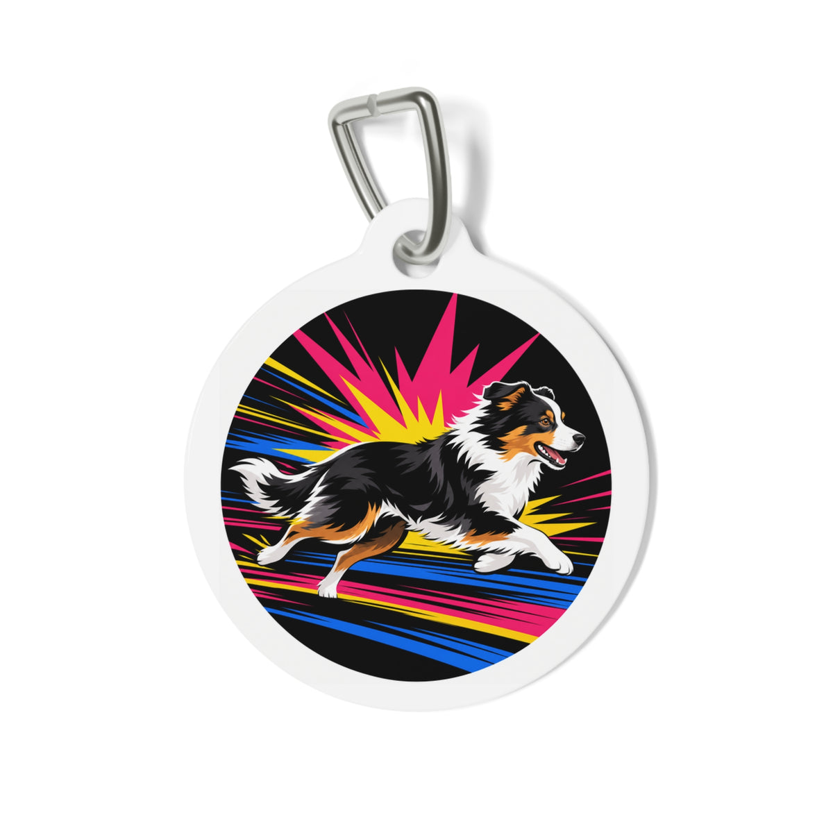 Australian Shepherd Pop Art Personalized Dog ID Tag