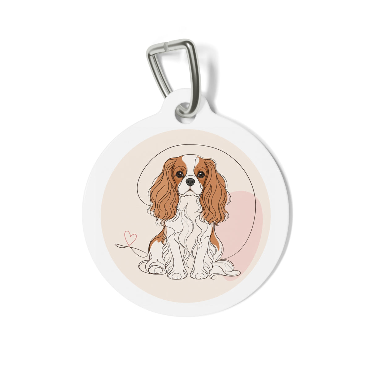 Cavalier King Charles Spaniel Minimal Line Art Personalized Dog ID Tag
