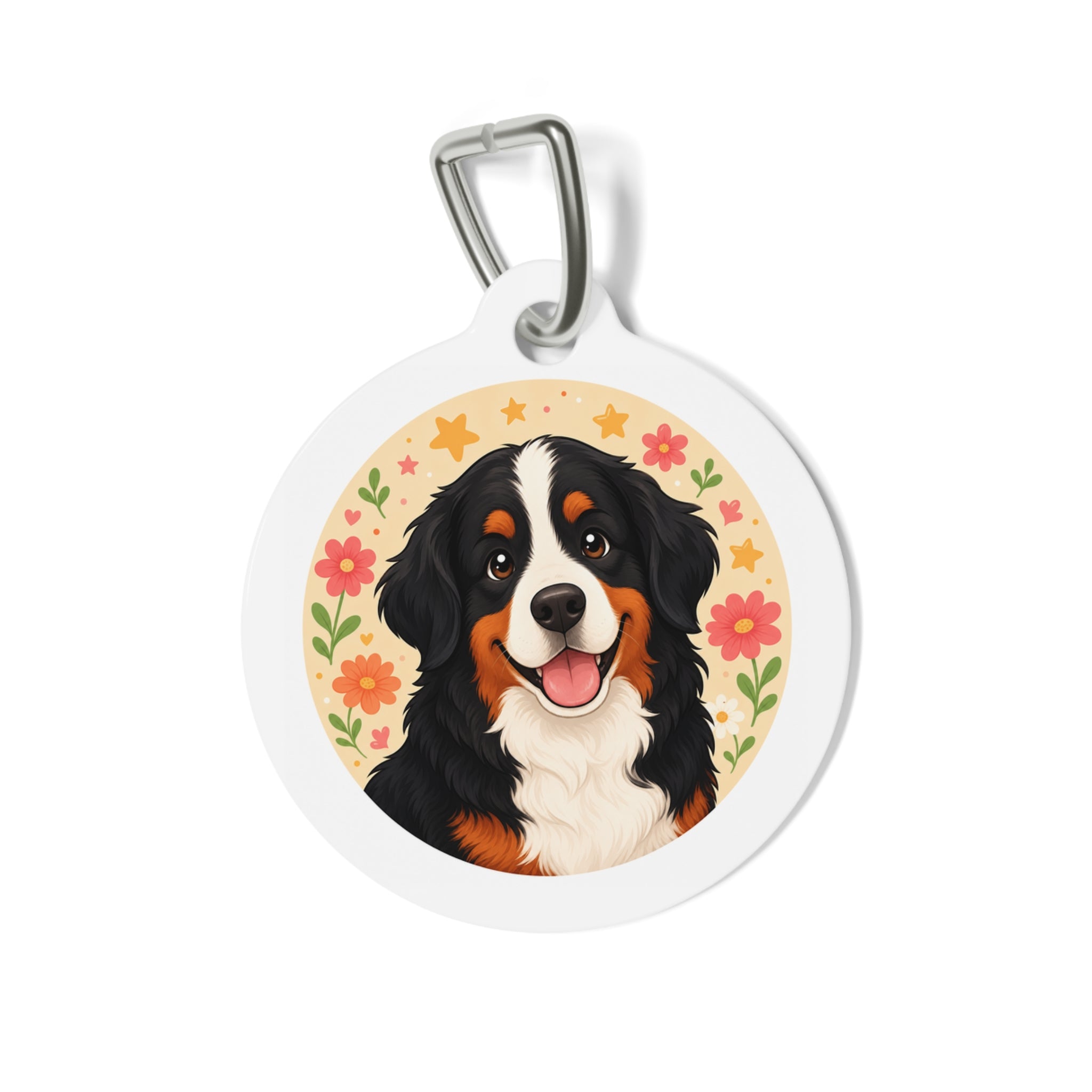 Bernese Mountain Dog Gentle Pastel Bloom Personalized Dog ID Tag
