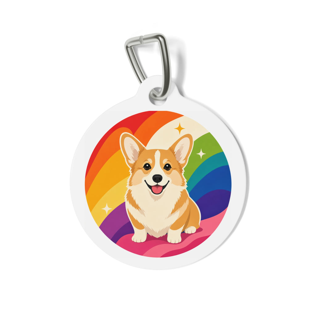 Pembroke Welsh Corgi Rainbow Personalized Dog ID Tag