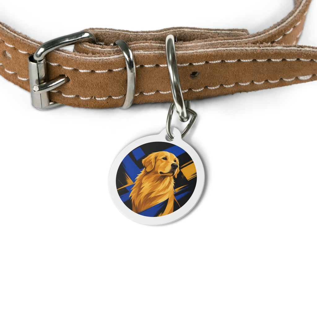 Placa de identificación personalizada para perro Golden Retriever Midnight Gold