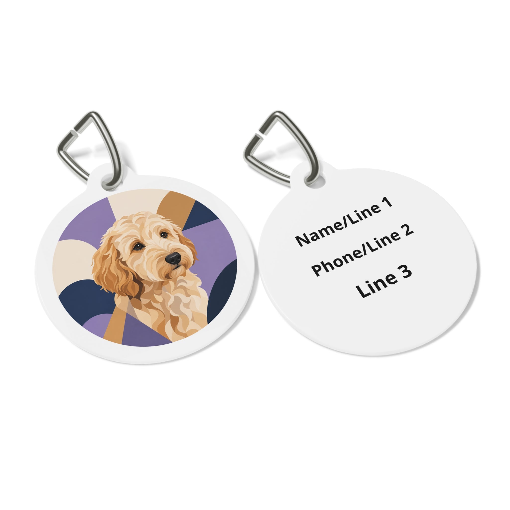 Goldendoodle Modern Illustrated Portrait Personalized Dog ID Tag