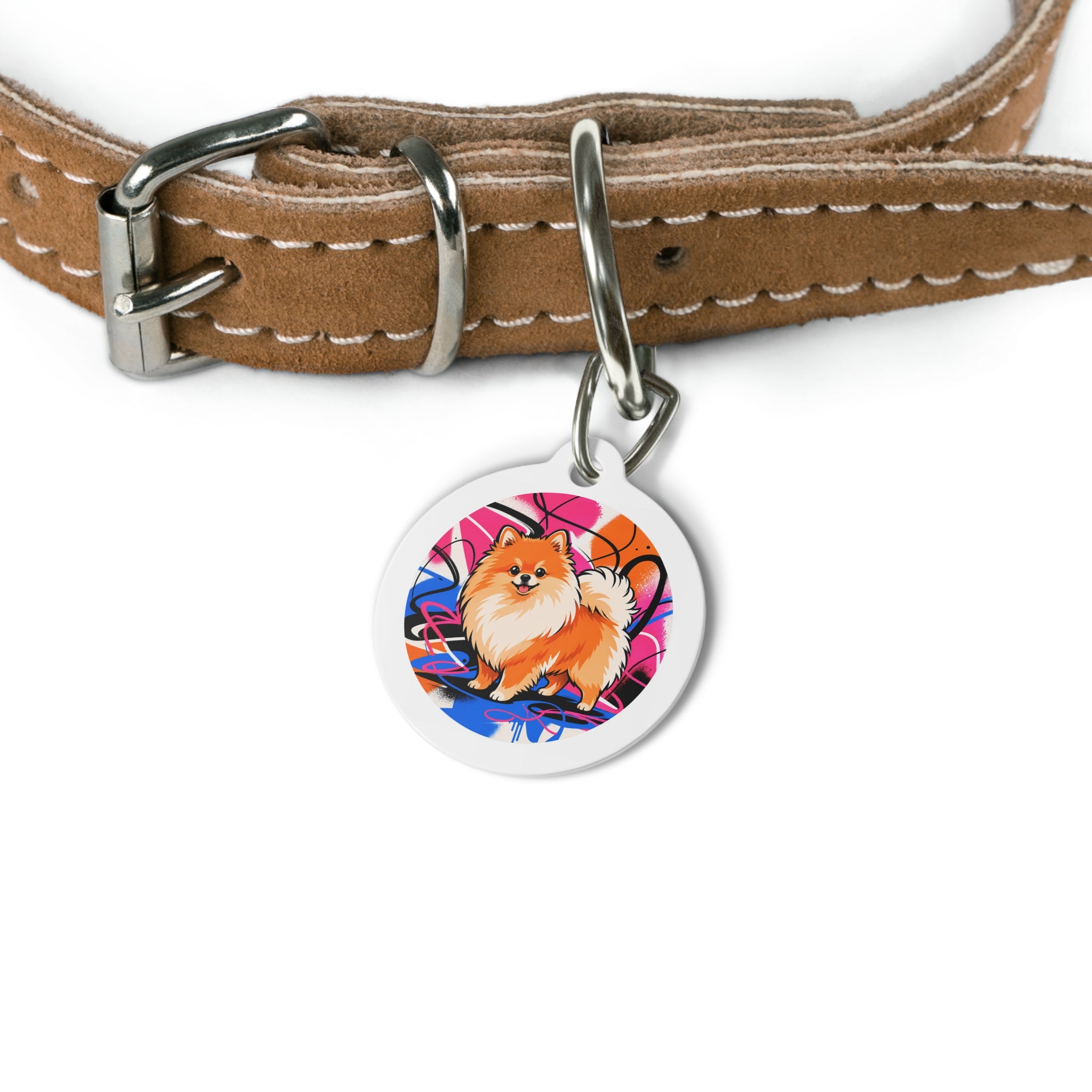 Pomeranian Sporty Graffiti Pop Personalized Dog ID Tag