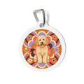Placa de identificación personalizada para perro Goldendoodle con diseño floral retro