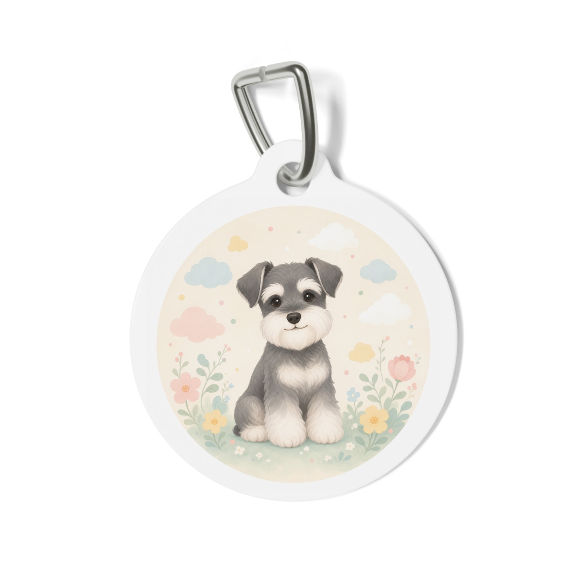 Miniature Schnauzer Joyful Cute Portrait Personalized Dog ID Tag