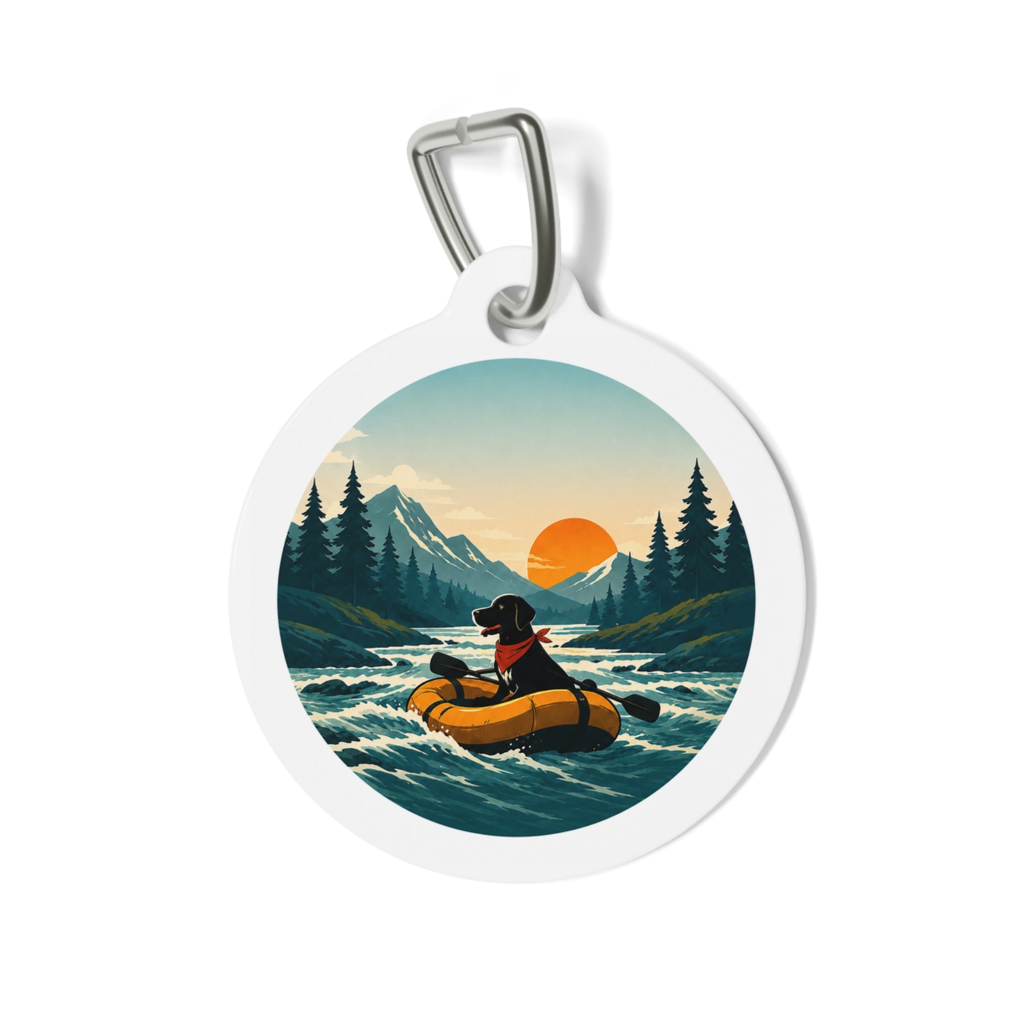 River Raft Adventure Scenic Outdoor Adventure Personalized Dog ID Tag
