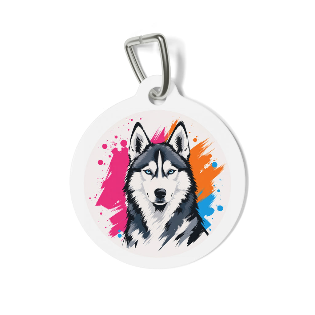 Siberian Husky Color Splash Personalized Dog ID Tag