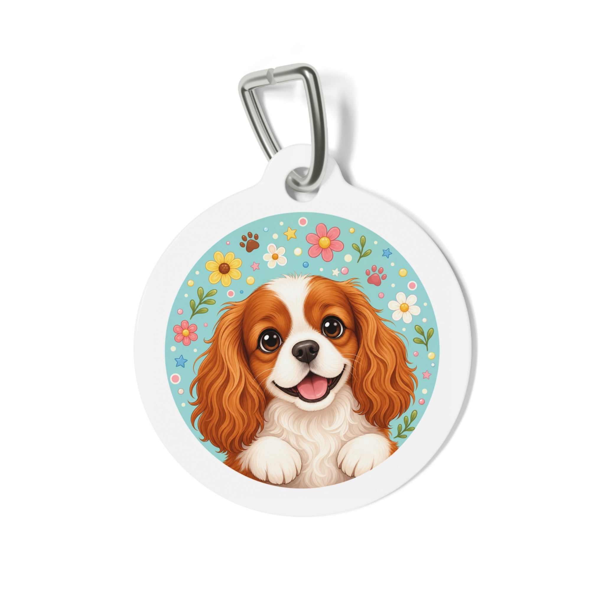 Cavalier King Charles Spaniel Whimsical Playful Portrait Personalized Dog ID Tag