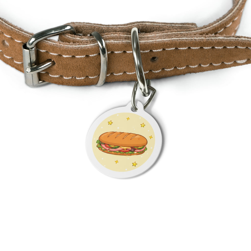 Deli Sub Whimsical Foodie Art Personalized Dog ID Tag