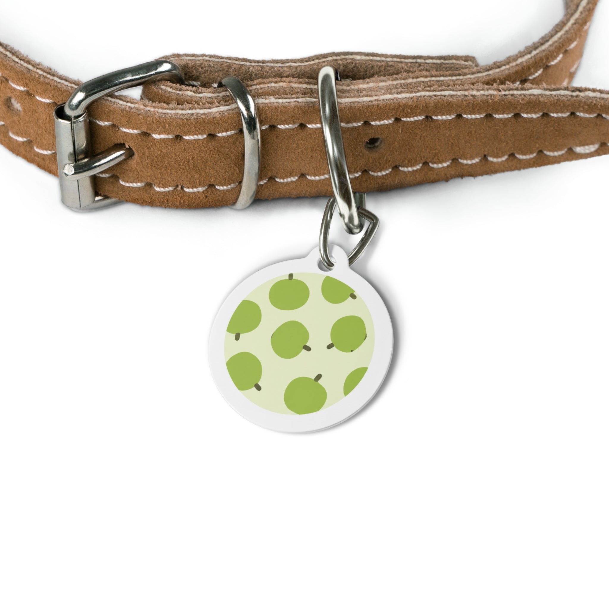 Green Apple Scatter Cheerful Fruit Pattern Personalized Dog ID Tag