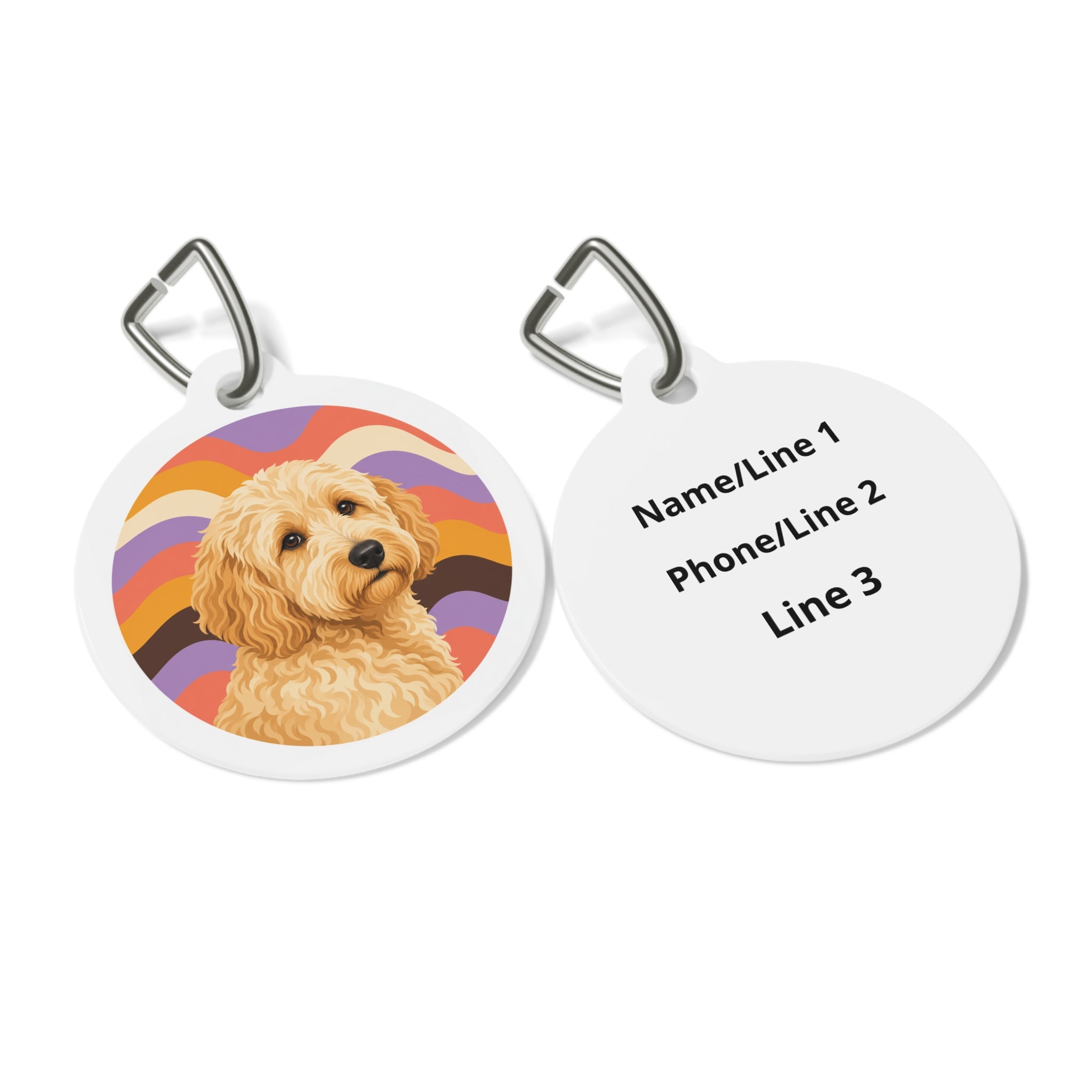 Goldendoodle Retro Waves Personalized Dog ID Tag