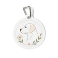 Placa de identificación personalizada para perro Labrador Retriever, diseño floral delicado de línea