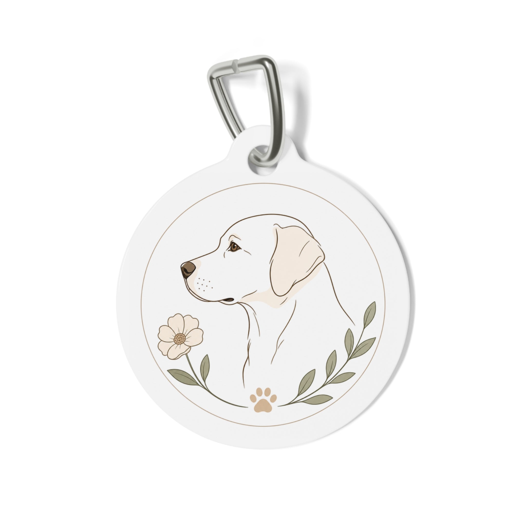 Labrador Retriever Delicate Floral Line Personalized Dog ID Tag