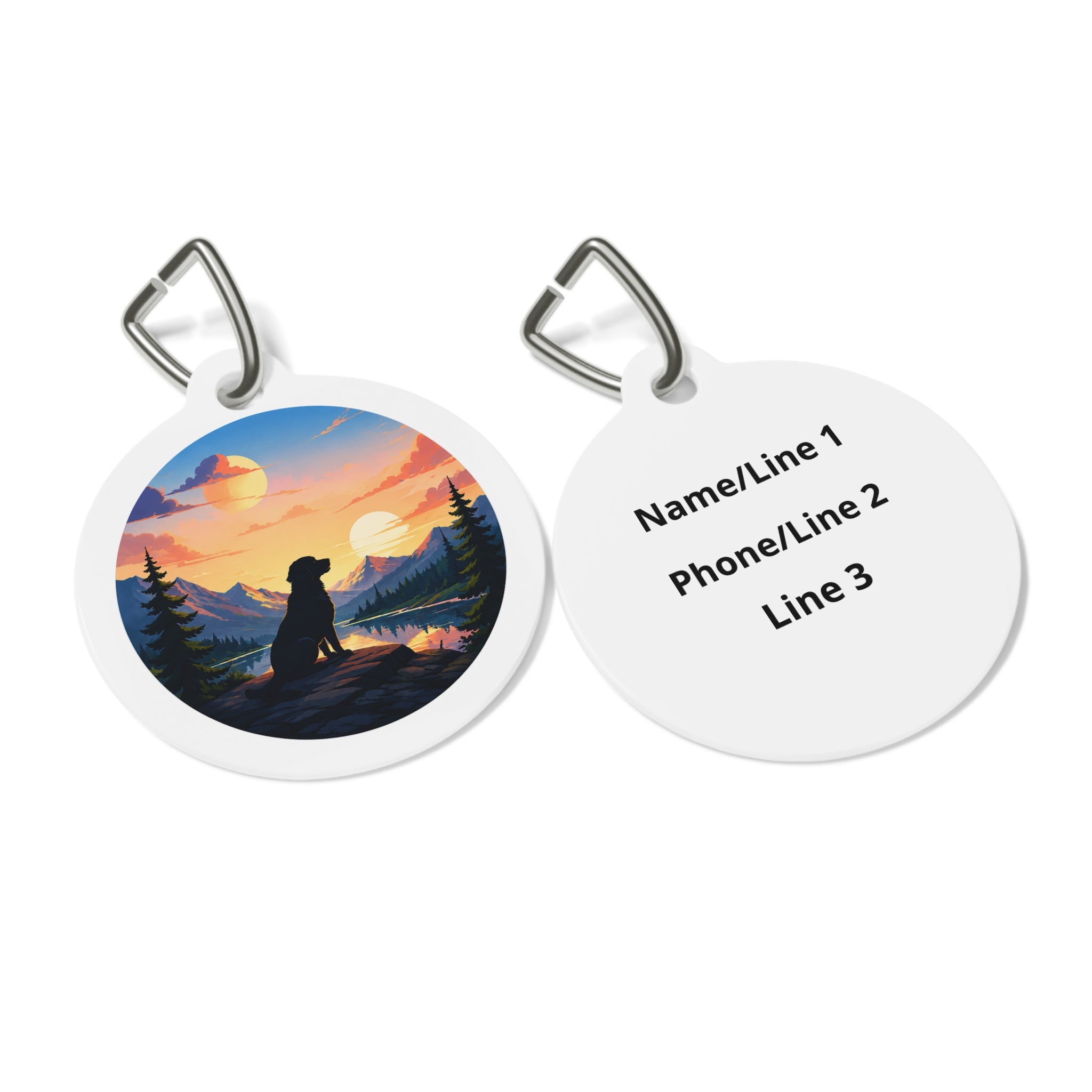 Lakeside Sunset Scenic Outdoor Adventure Personalized Dog ID Tag