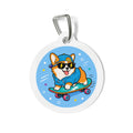 Skater Corgi Energetic Sports Illustration Personalized Dog ID Tag