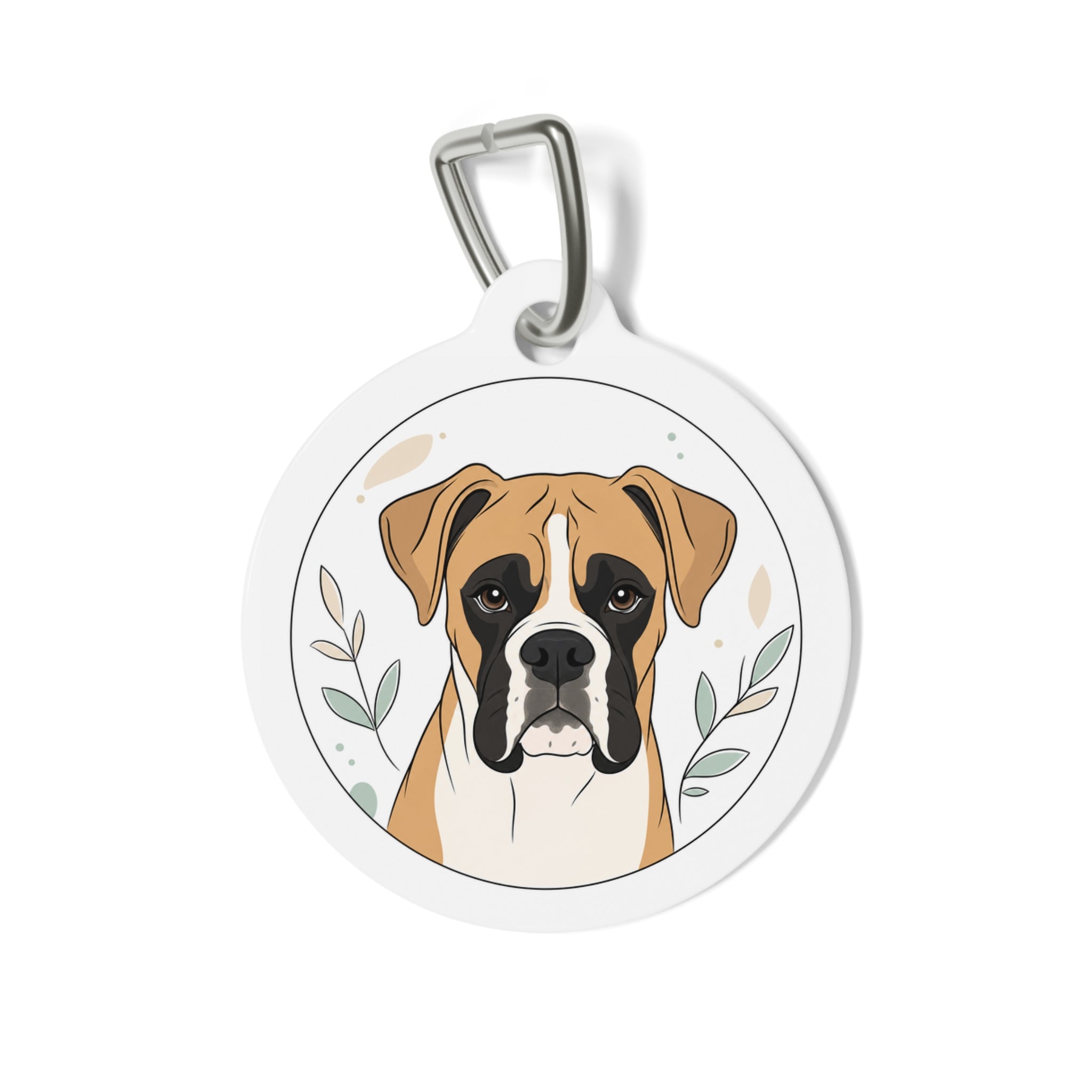 Boxer Botanical Line Portrait Personalized Dog ID Tag
