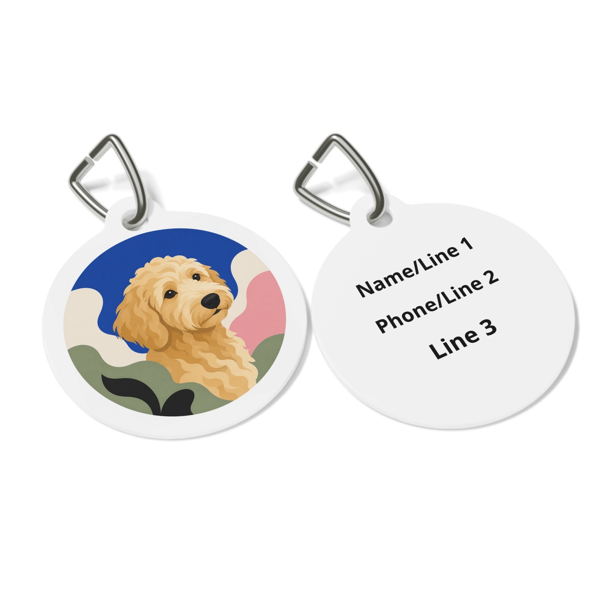 Goldendoodle Vibrant Doodle Art Personalized Dog ID Tag