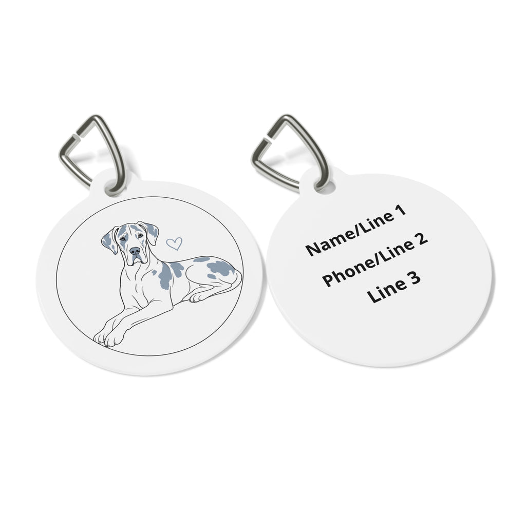 Gran Danés Sunny Garden Retrato Placa de Identificación Personalizada para Perro
